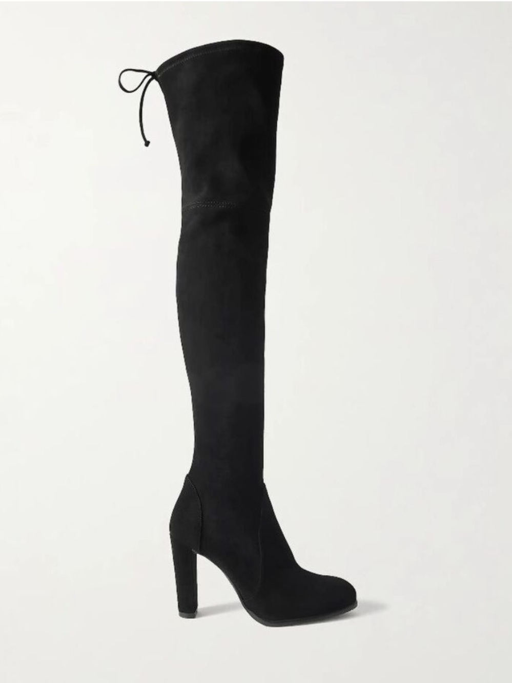 Stuart Weitzman‎ || Highland Boots Heeled Suede Stretch Black 8